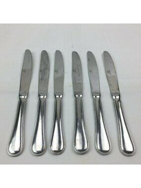 6 Dinner Knives Thell Cellar Silver Serrated Stainless